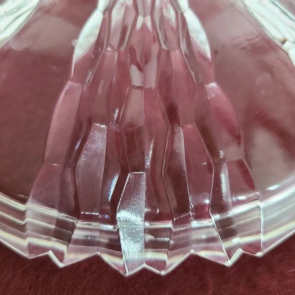 Three-Footed Pedestal Glass Candy Dish Covered Bowl Art Deco Geometric Design - Picture 11 of 13